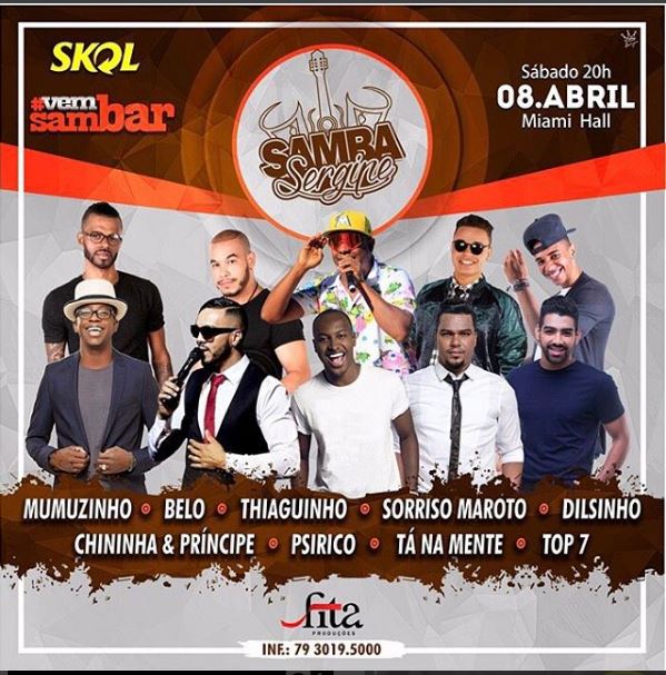 Samba Sergipe vai receber Thiaguinho, Belo, Sorriso Maroto e Psirico - Alagoas 24 Horas