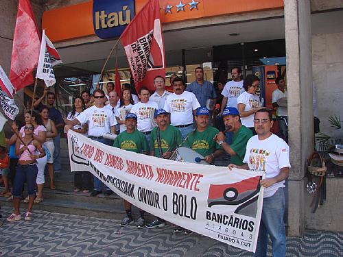 Bancários durante manifestação em setembro