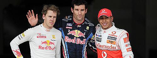 Os três primeiros do grid de largada na Turquia: Vettel (3º), Webber (pole) e Hamilton (2º)