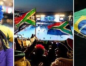 Mascarados, sul-africanos orgulhosos e até bandeira brasileira na festa