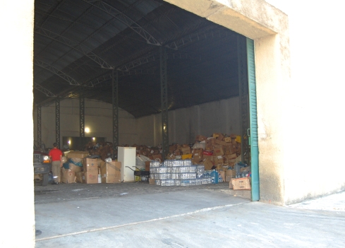 Galpão no Jaraguá onde são guardadas as doações