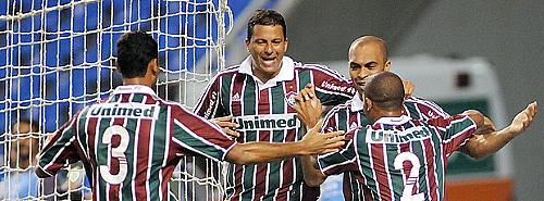 Leandro Euzébio comemora o primeiro gol do Fluminense contra o Atlético-MG