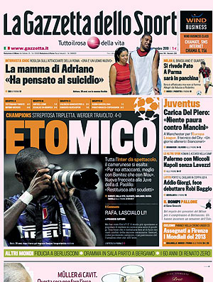 Capa do jornal 'La Gazzetta Dello Sport