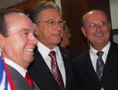 Toledo, Vilela e o presidente da ALE, Fernando Toledo, que já pleitou cadeira no TC