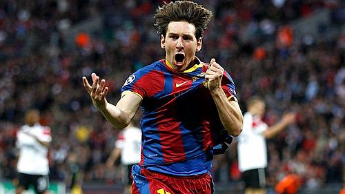 Messi comemora o gol que praticamente garantiu o título, o segundo do triunfo por 3 a 1