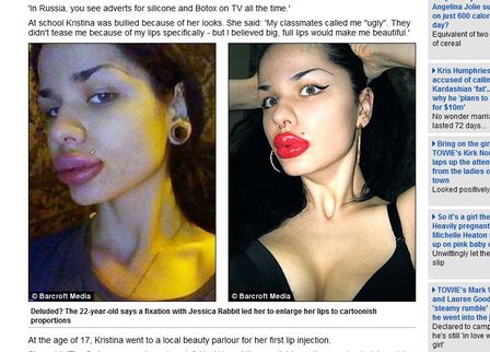 Kristina Rei, de 22 anos, gastou cerca de R$ 11,5 mil paraparecer Jessica Rabit