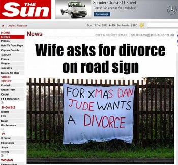 Mulher usou faixa para pedir divórcio no Reino Unido