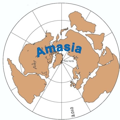No mapa, como a junção de América e Ásia pelo norte vai criar um novo supercontinente, a Amásia