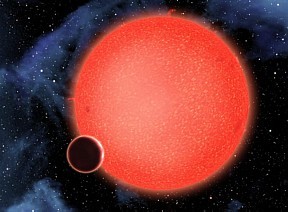 Ilustração feita pela ESA indica que planeta aquoso orbita uma estrela vermelha