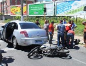 Motociclista se fere em acidente na Álvaro Calheiros