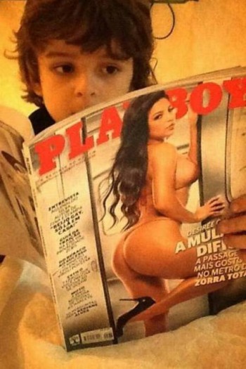 Filho de Ana lima e gabriel Pensador lê a ‘Playboy’