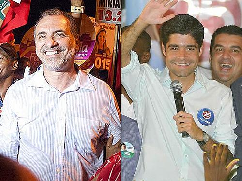 Nelson Pelegrino (PT) e ACM Neto (DEM) fazem campanha pela prefeitura da capital baiana