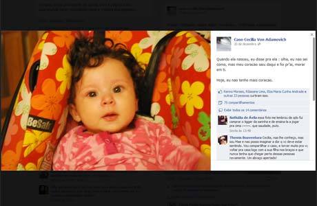 O caso de Cecília ganhou uma página no Facebook organizada por amigos da brasileira