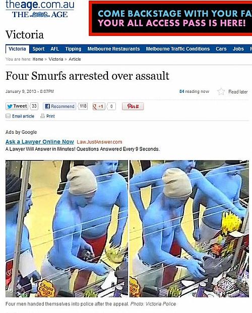 Jovens fantasiados de 'smurfs' foram presos por agressão