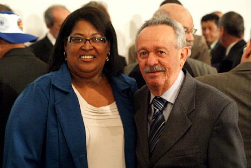 A presidente da Federação de Pescadores de Alagoas, Maria Elaine, ao lado do presidente da CRA, senador Benedito de Lira (PP-AL),