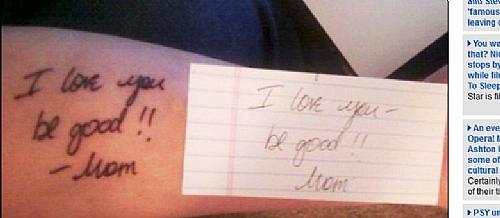 Garota de 20 anos tatua em seu antebraço o último bilhete deixado por sua mãe antes de morrer