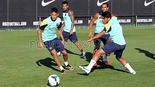 Neymar treinando o Barça
