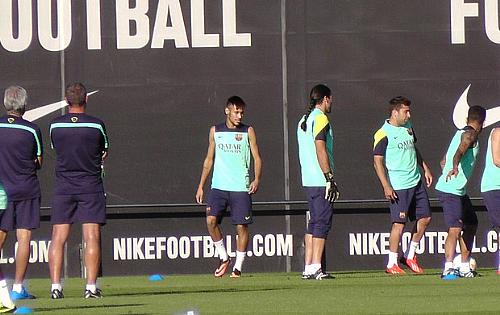 Neymar treinando no Barça