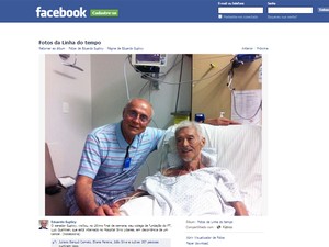 Foto postada no site Facebok pelo senador Eduardo Suplicy; ele visitou Gushiken no hospital nesta semana