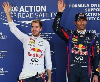 Sebastian Vettel e Mark Webber após treino classificatório para o GP do Japão