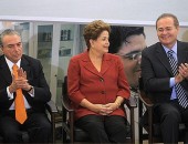Michel Temer (vice-presidente), Dilma e senador Renan na solenidade