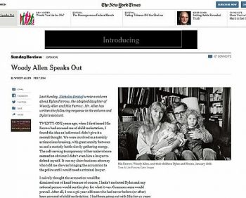 Woody Allen responde acusações da filha adotiva sobre abuso sexual.