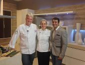 Luciana Nerva com o chef Breno Gama e o apresentador James Silva