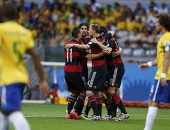 Seleção alemão comemora o gol que abriu o placar na partida contra o Brasil no Mineirão