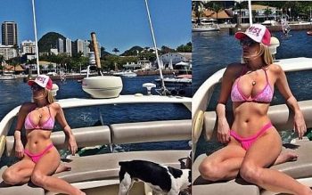 Bárbara Evans exibe as curvas perfeitas em passeio de barco