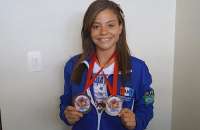 Nara Luz Cruz Leite, 14 anos, conseguiu índice para participar da competição em duas categorias, Kata e kumite