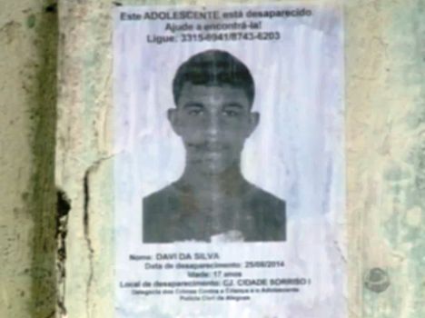 Davi da Silva está desaparecido desde uma abordagem policial