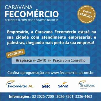Caravana Fecomércio começa amanhã a percorrer municípios alagoanos