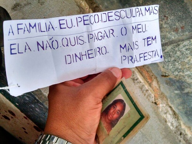 Bilhete foi encontrado preso ao pé de uma das mulheres mortas na Bahia
