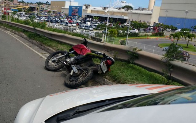 Moto envolvida no acidente que resultou em uma vítima