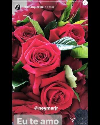 Bruna exibiu nas redes sociais as flores que ganhou do namorado.