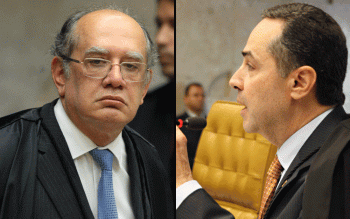 Os ministros Gilmar Mendes (esq.) e Luís Roberto Barroso