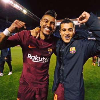Paulinho e Coutinho comemoraram conquista do Barcelona